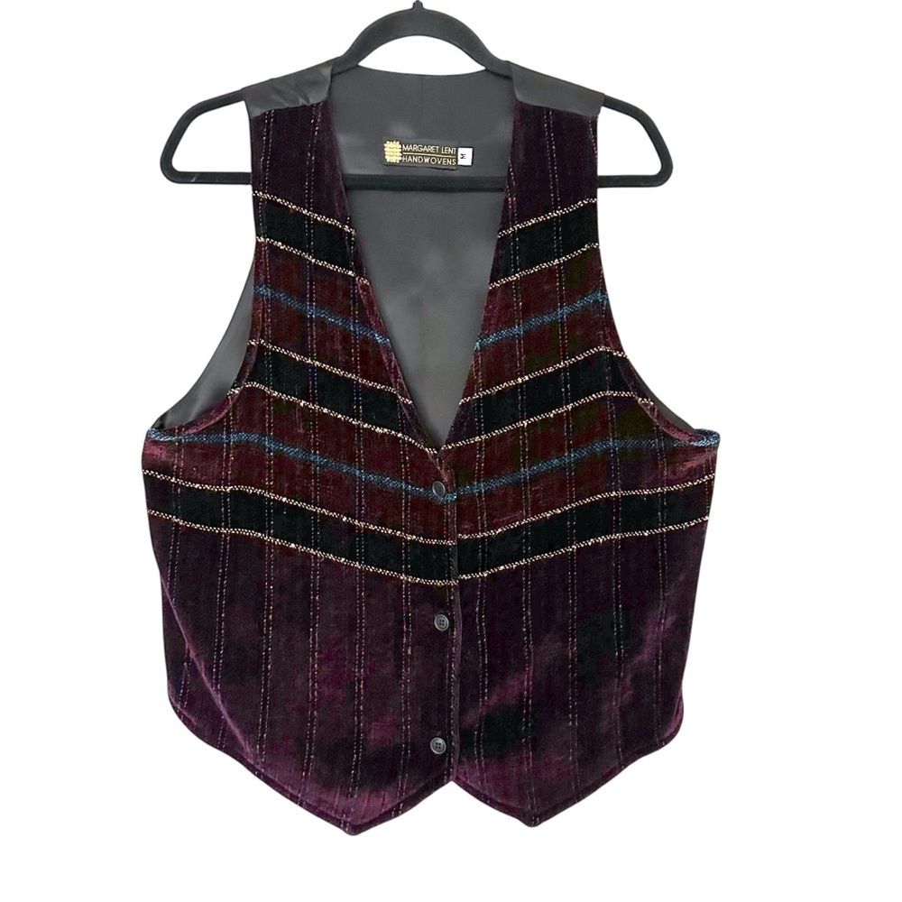 Margaret Lent Handwoven Chenille Vest Vintage‎ Art-to-Wear Boho Academic M